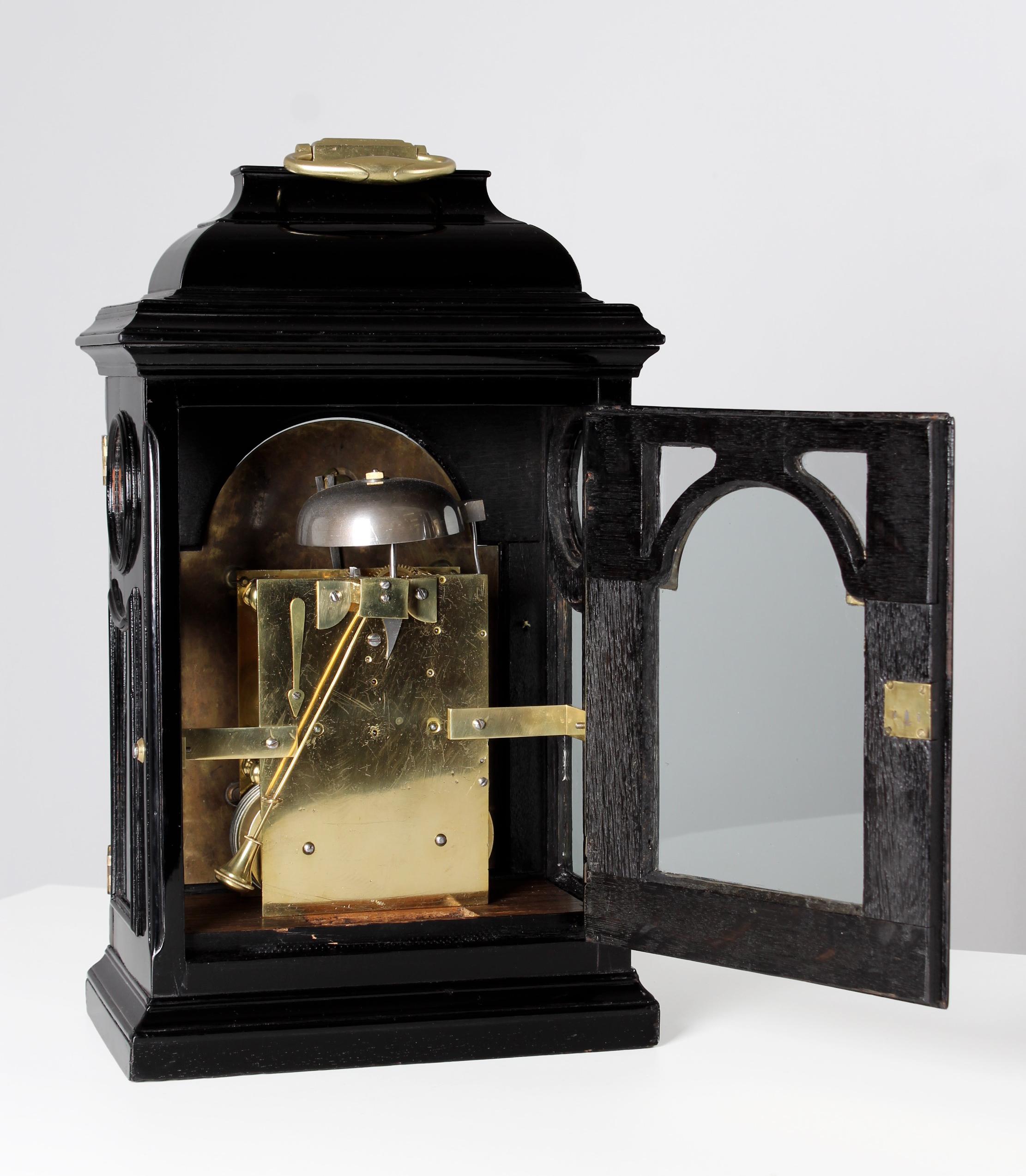 English Bracket Clock with Silver Plated Dial, London, circa 1800 For Sale 2