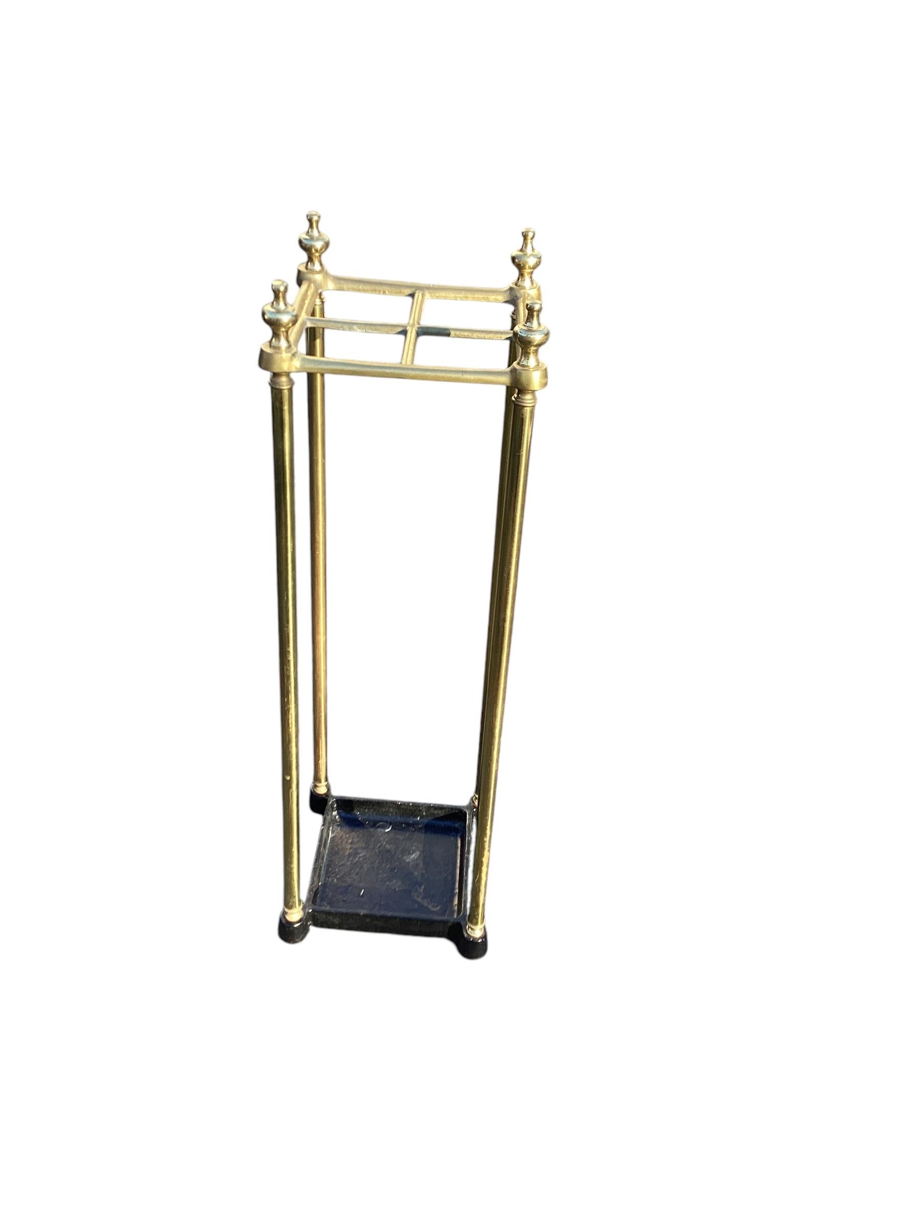 English Brass and Cast Iron Umbrella Stand In Good Condition For Sale In Chapel Hill, NC