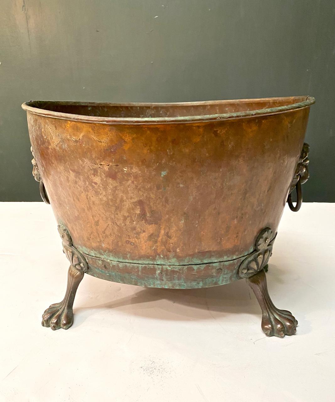 Early Victorian English Brass and Copper Coal Bin