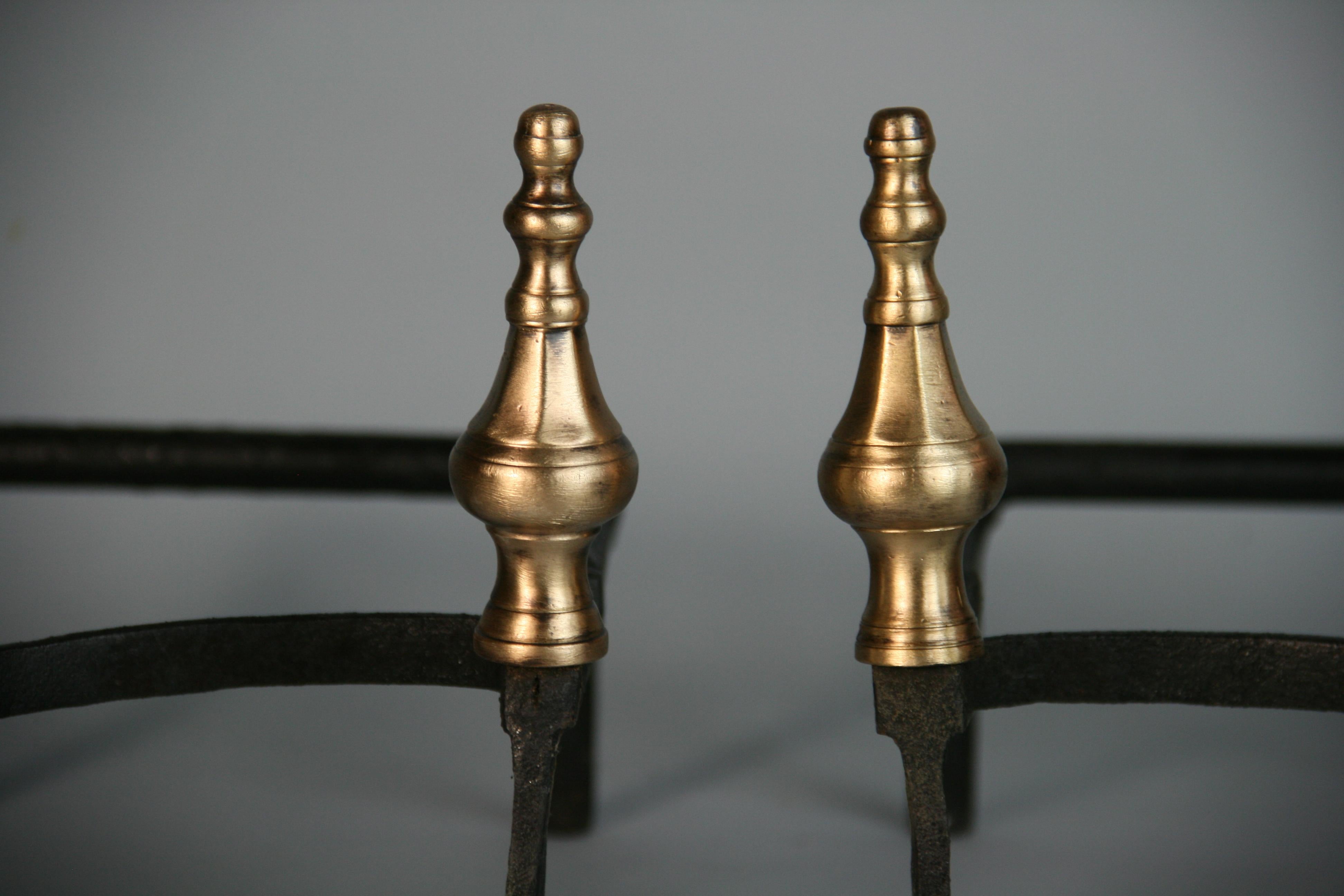 English Brass and Iron Hand Made Andirons For Sale 2