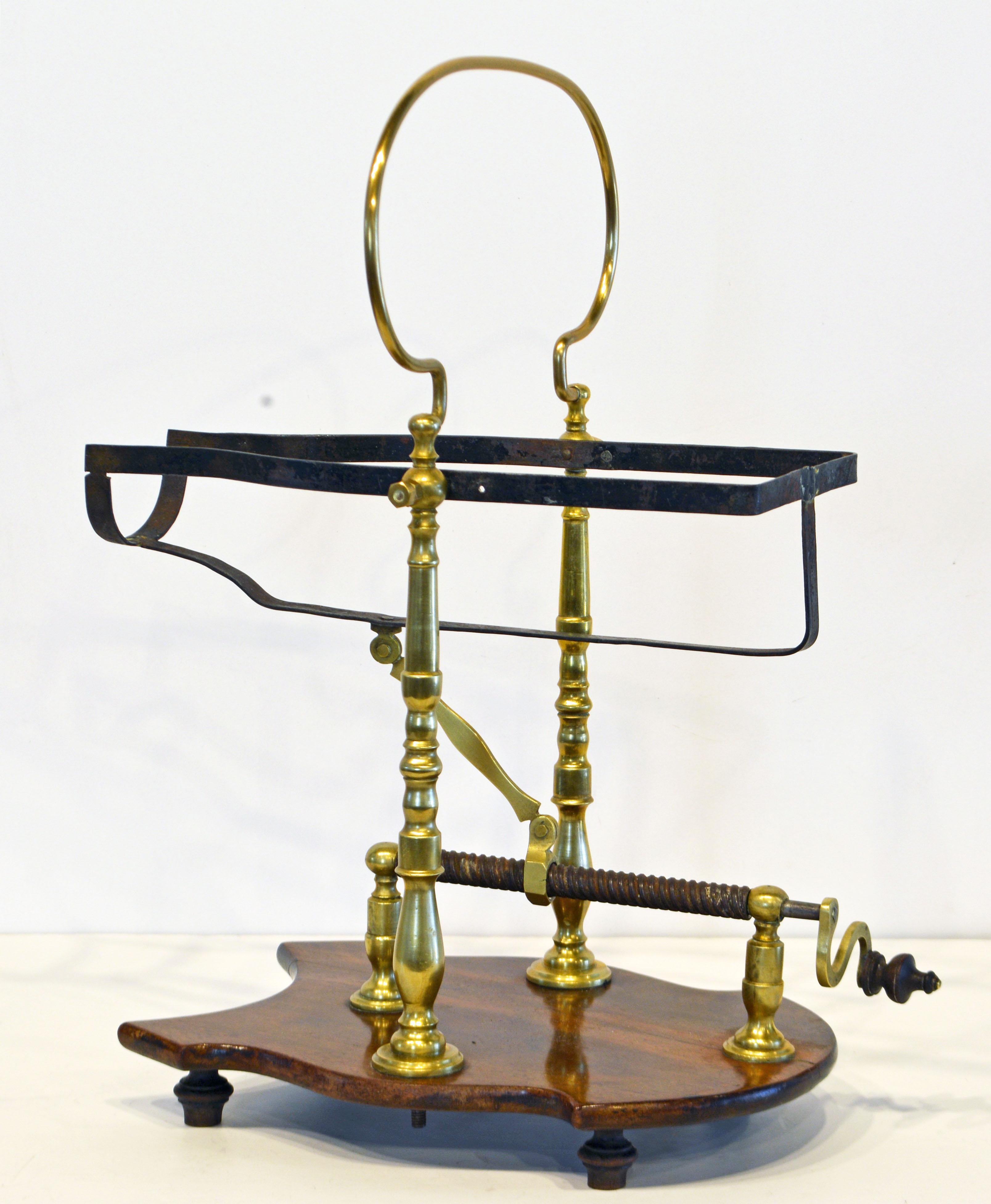 English Brass and Mahogany Vintage Port and Wine Decanting Cradle 7