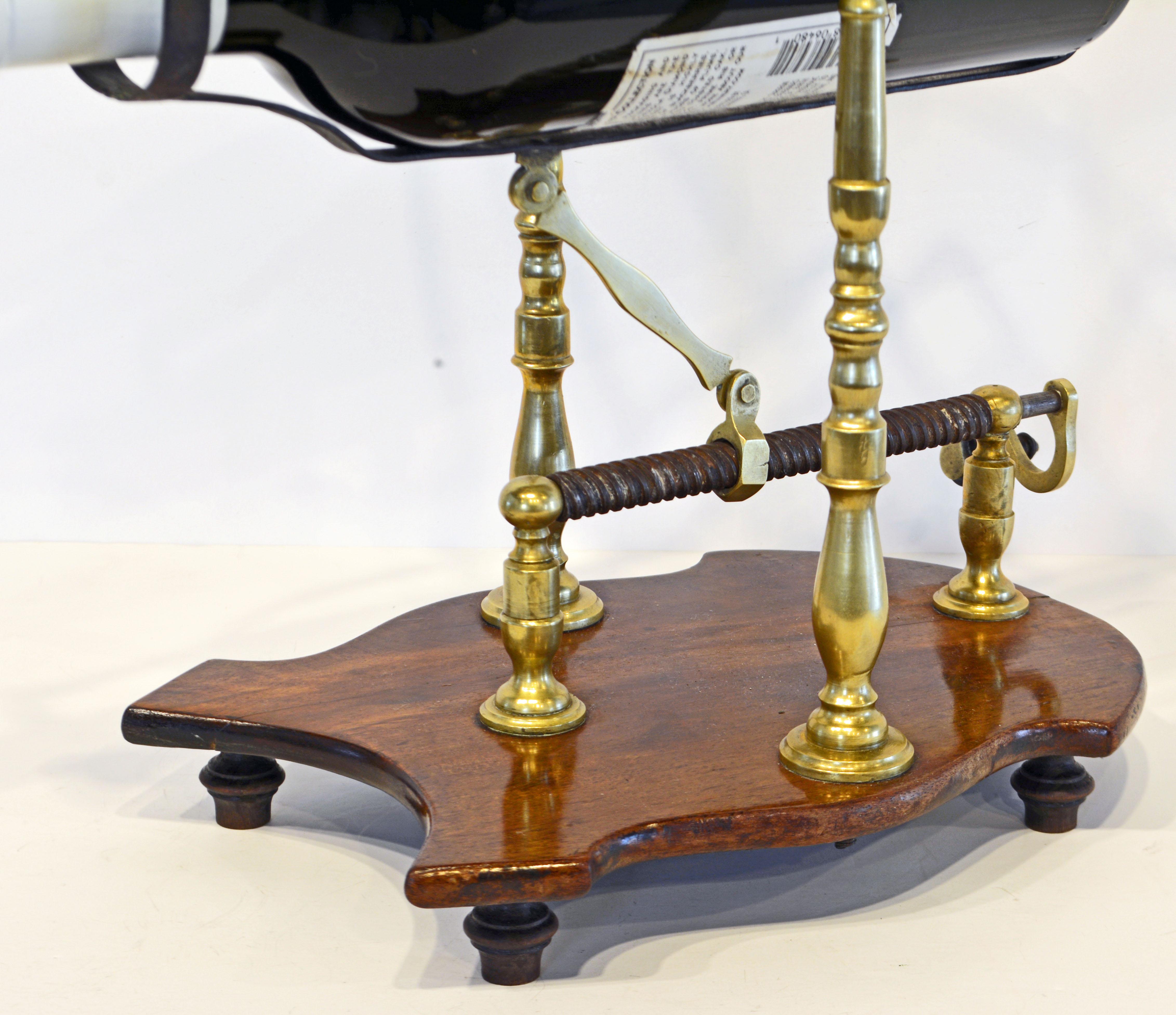 Metal English Brass and Mahogany Vintage Port and Wine Decanting Cradle