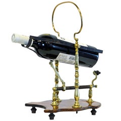 English Brass and Mahogany Vintage Port and Wine Decanting Cradle