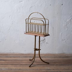English Brass and Oak Book Stand, 19th Century