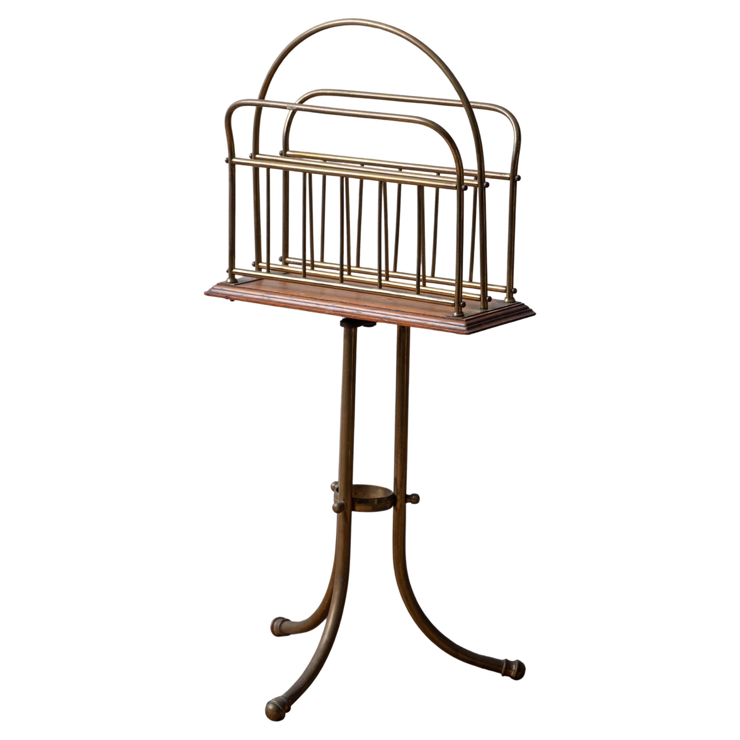 Leggio inglese in ottone e Oak, XIX secolo in vendita