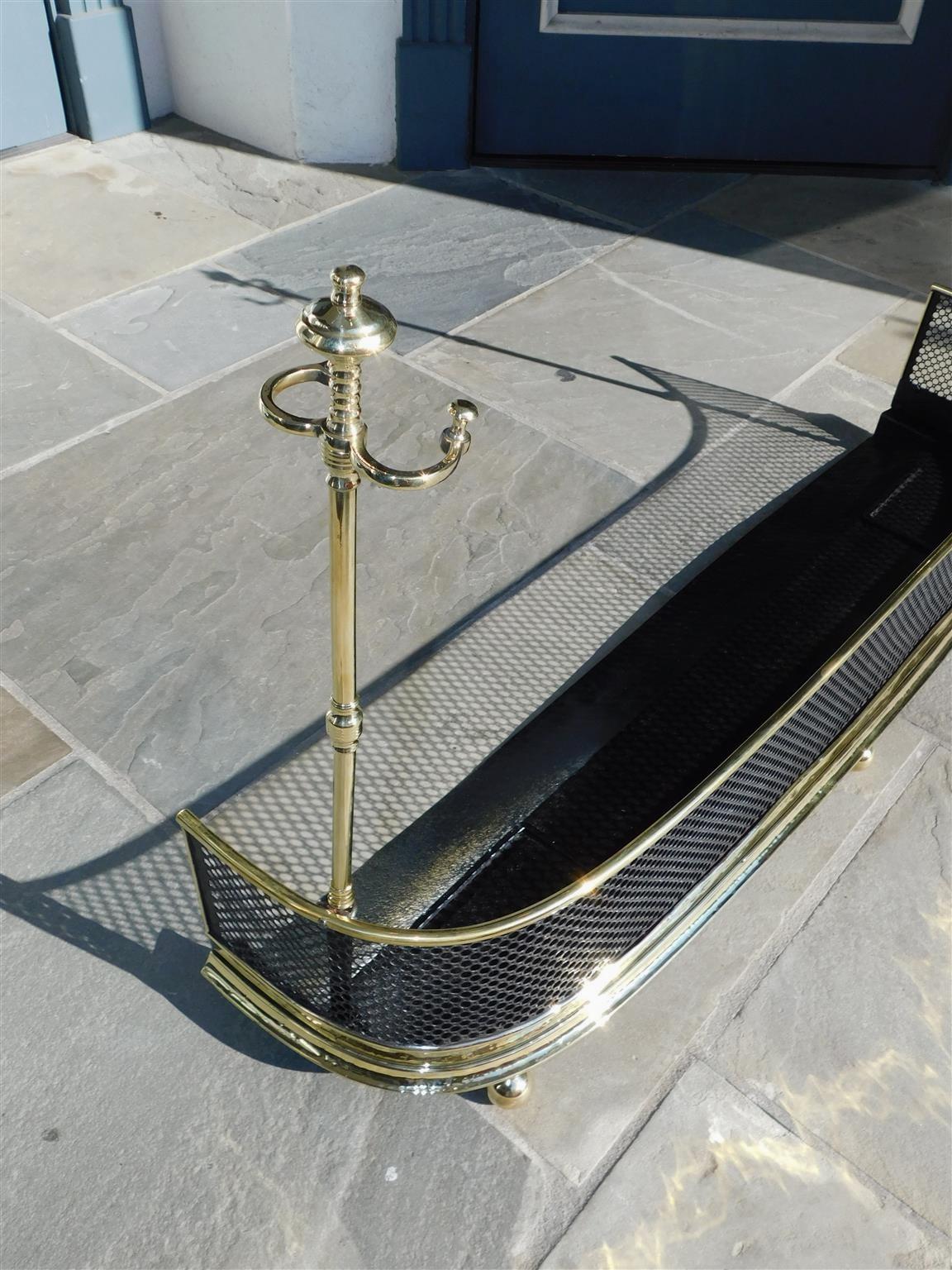 English Brass and Polished Steel Pierced Gallery Fire Place Fender, Circa 1810 For Sale 5