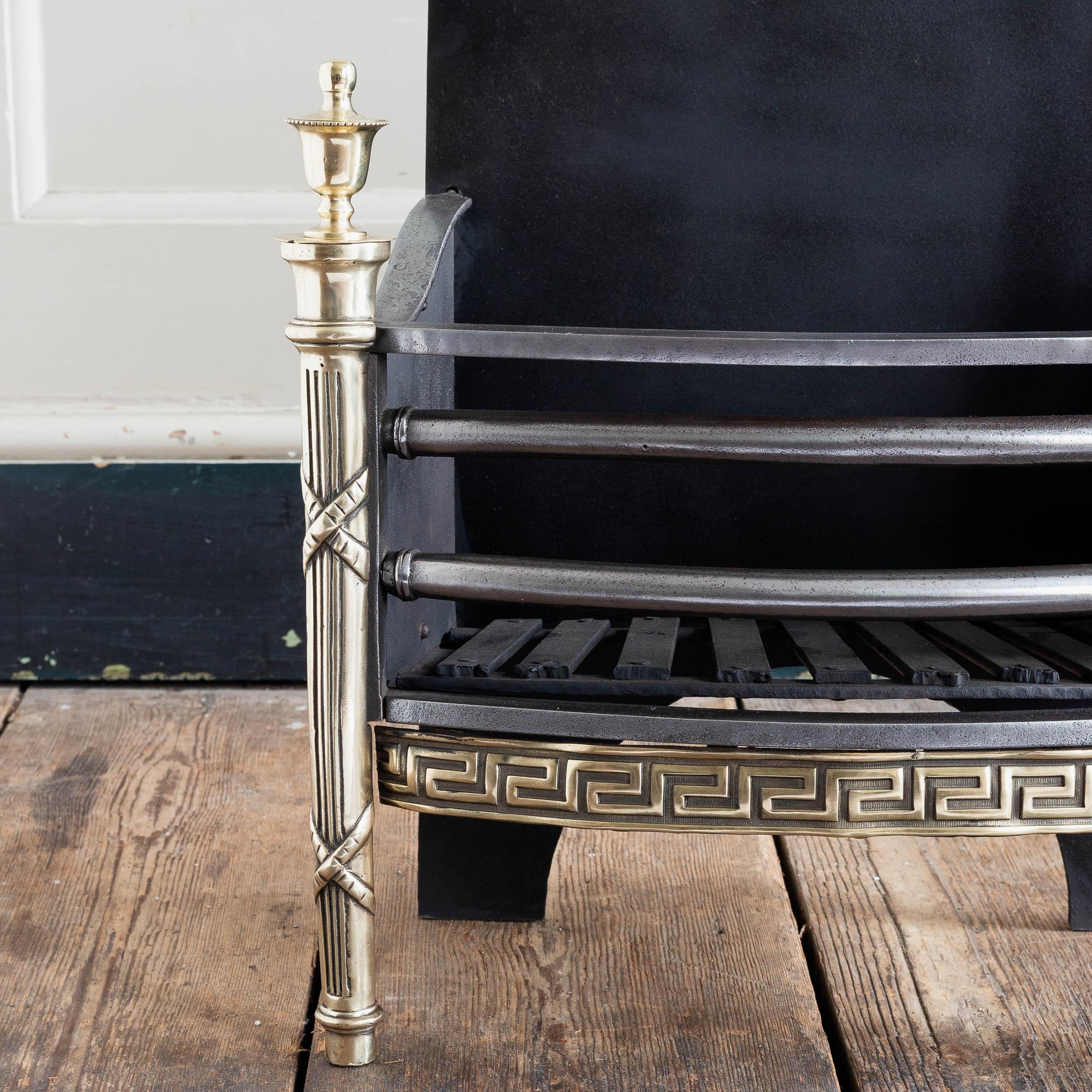 English Brass and Steel Fire Basket in the Regency Taste In Good Condition For Sale In London, GB