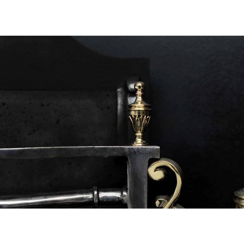 20ième siècle Grille de cheminée anglaise en laiton et acier, 20e siècle en vente
