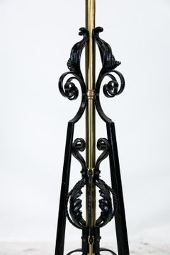 English Brass and Steel Floor Lamp