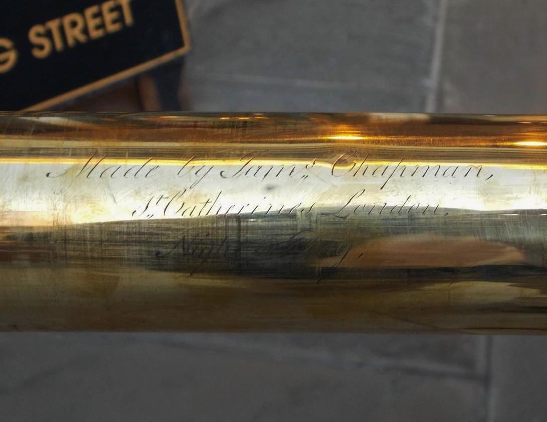 English Brass and Wood Barrel Nautical Spyglass James Chapman, London Circa 1850 For Sale 1