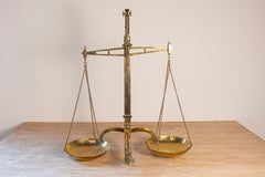 English Brass Bankers Balance Scale from the 19th Century with Circular Pans