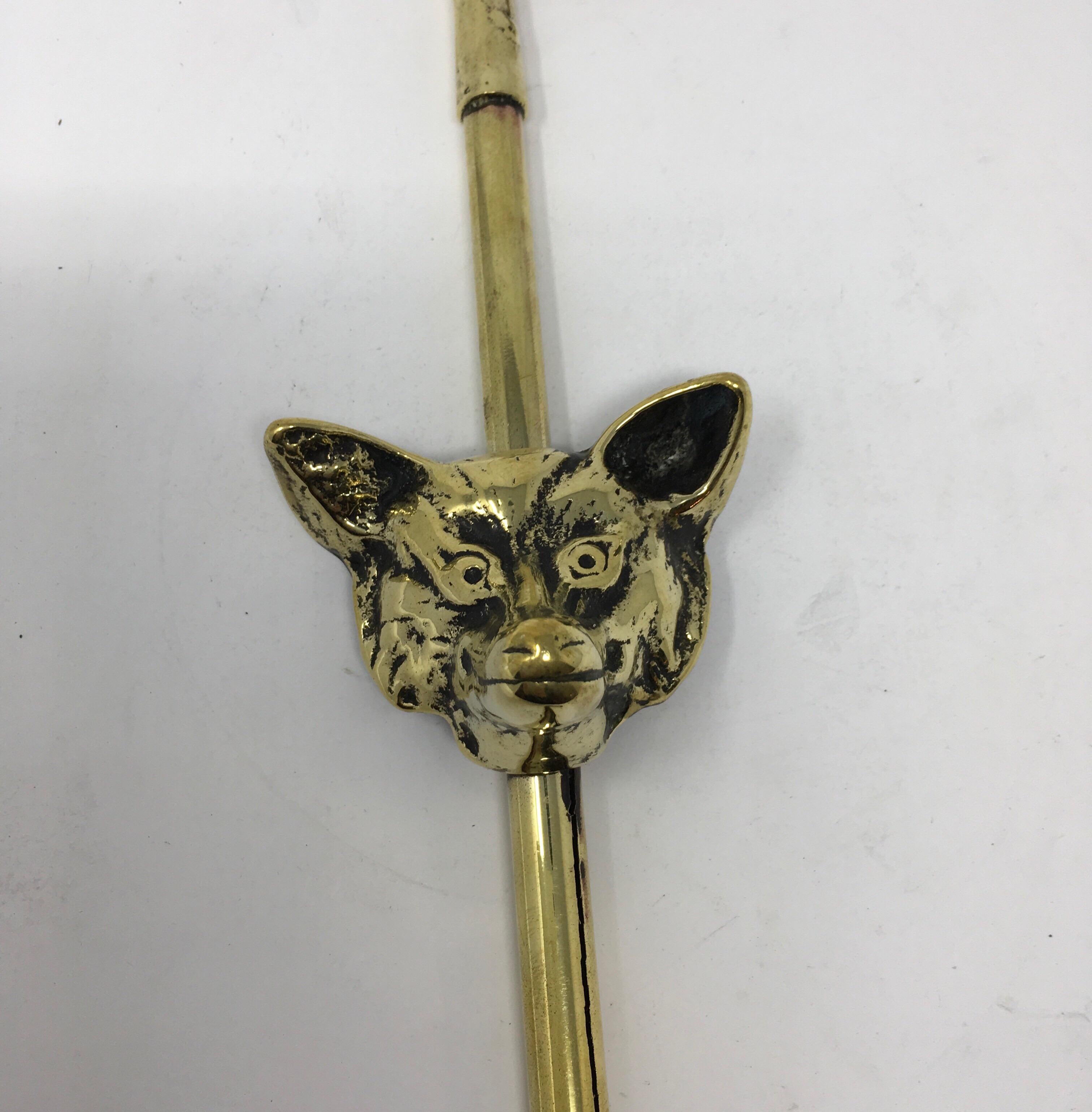 20th Century English Brass Boot Pull Hook with Fox