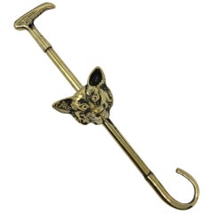 English Brass Boot Pull Hook with Fox