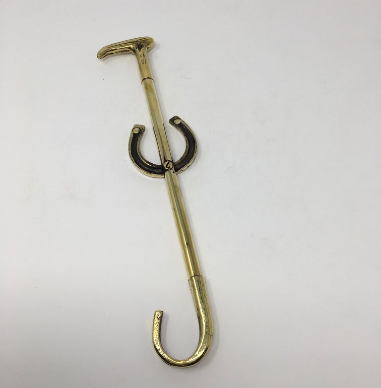 English Brass Boot Pull Hook with Horseshoe For Sale at 1stDibs