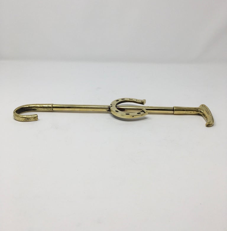 English Brass Boot Pull Hook with Horseshoe For Sale at 1stDibs