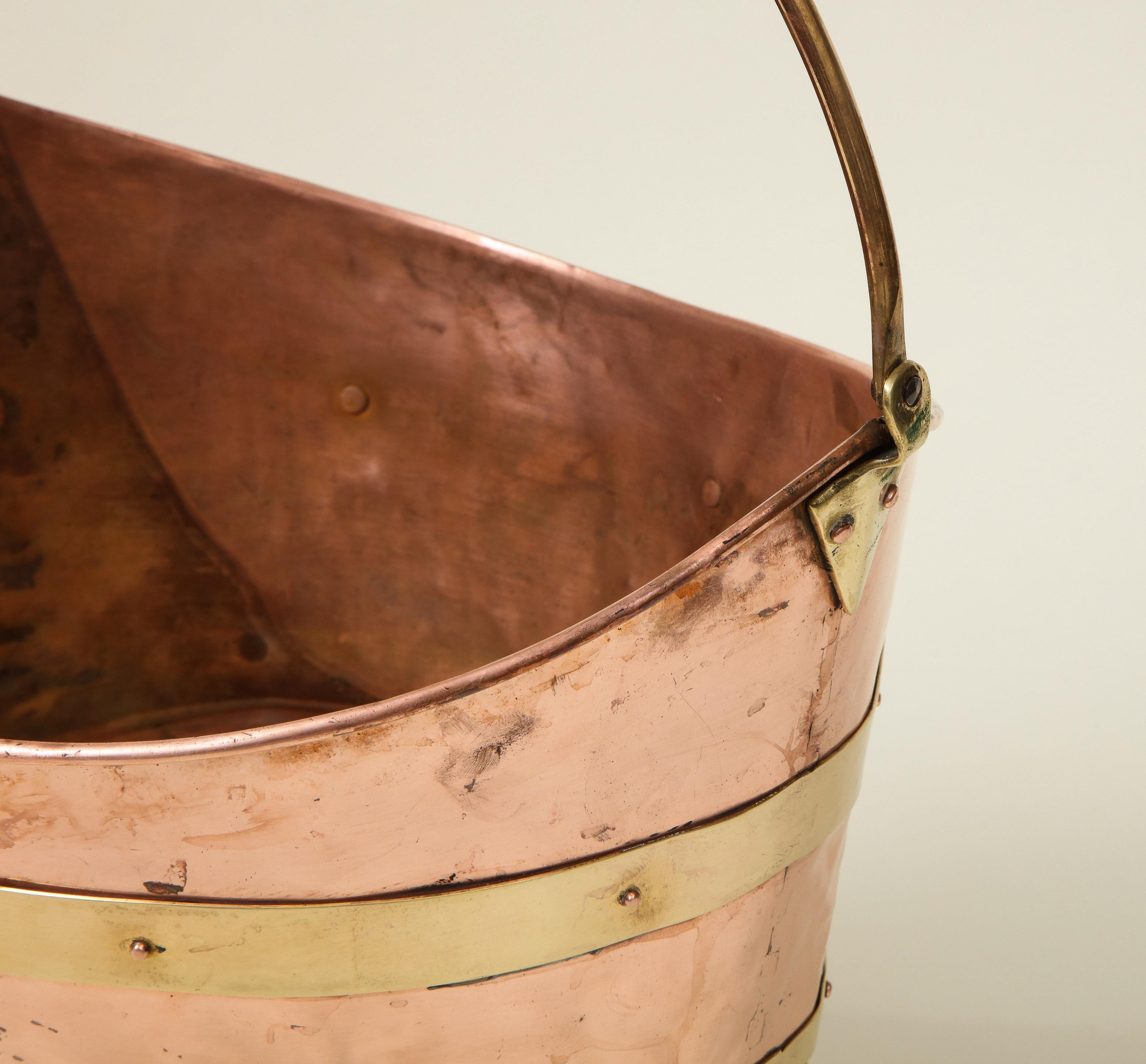 English Brass-Bound Copper Bucket 5