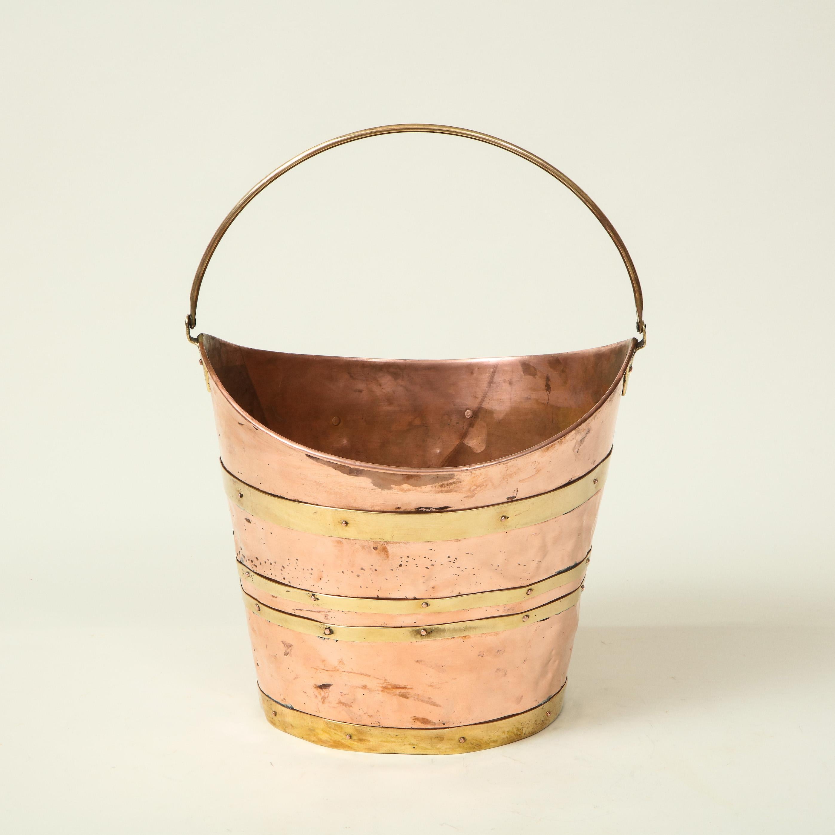 English Brass-Bound Copper Bucket 6
