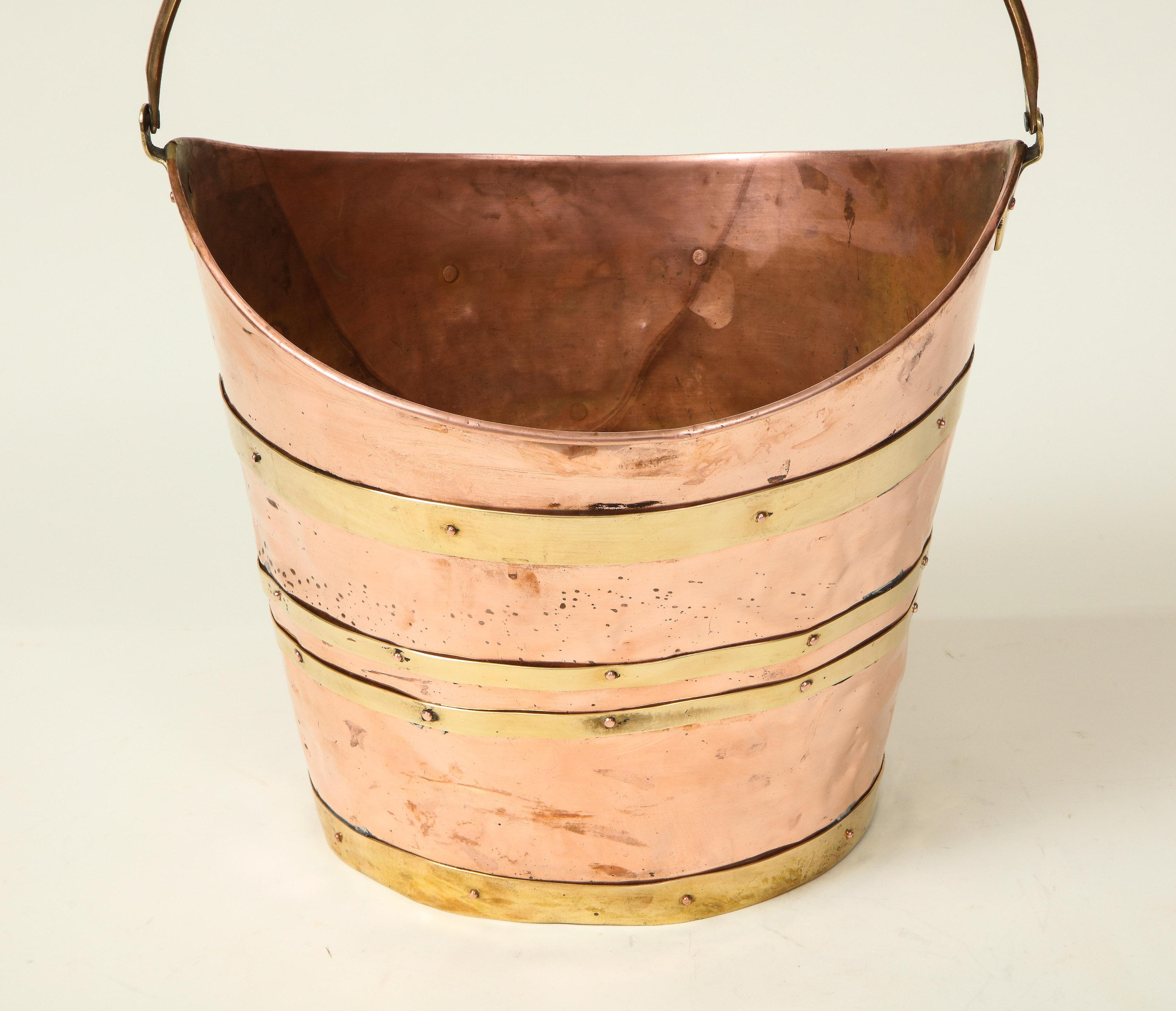 English Brass-Bound Copper Bucket 7