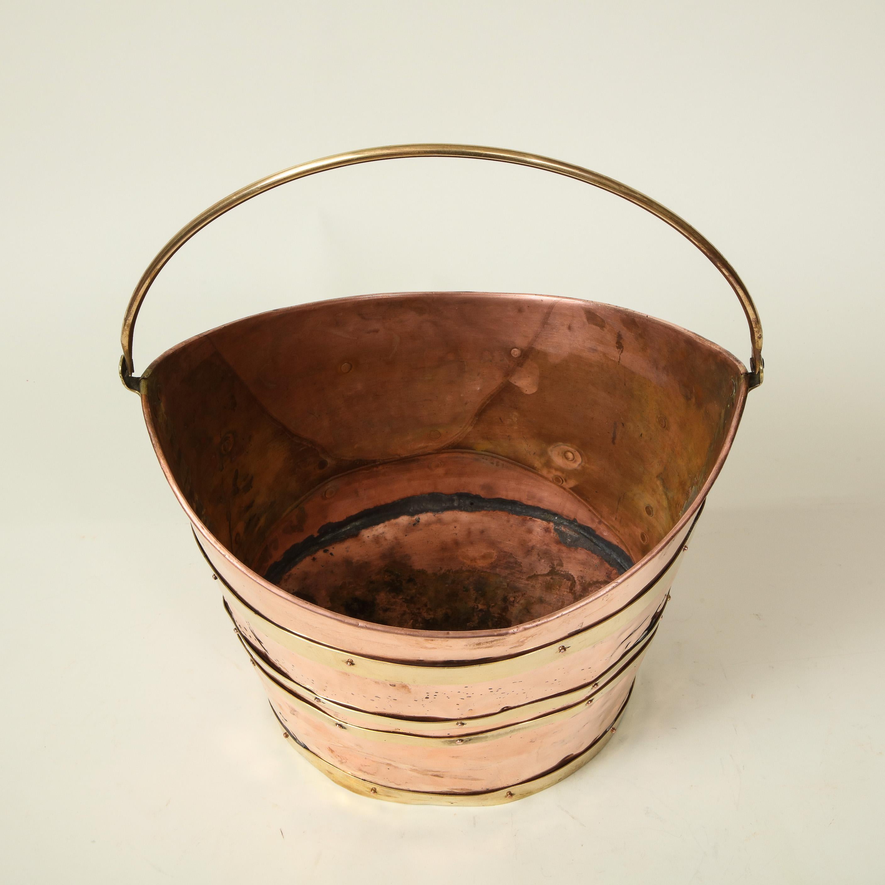 English Brass-Bound Copper Bucket 8
