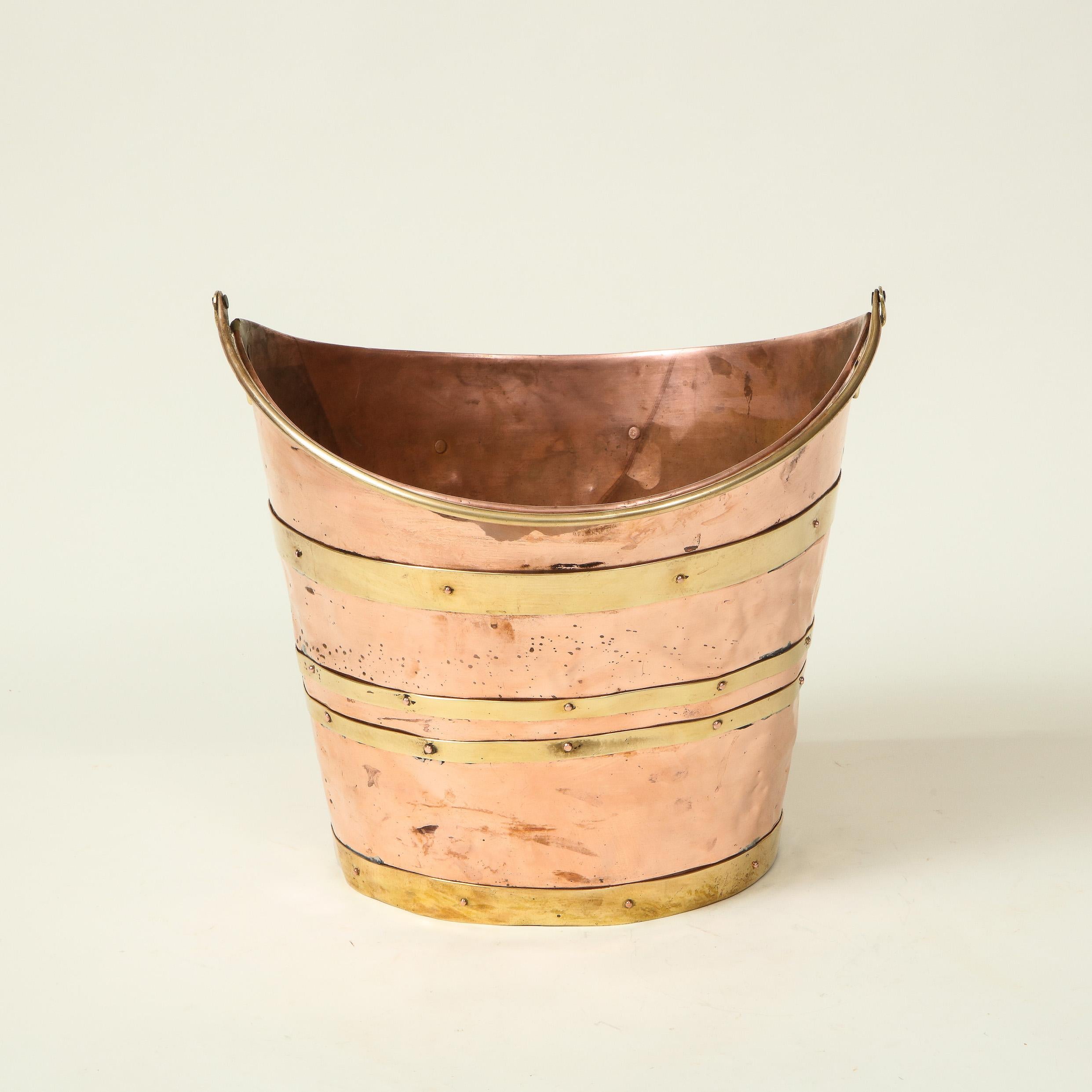English Brass-Bound Copper Bucket 9