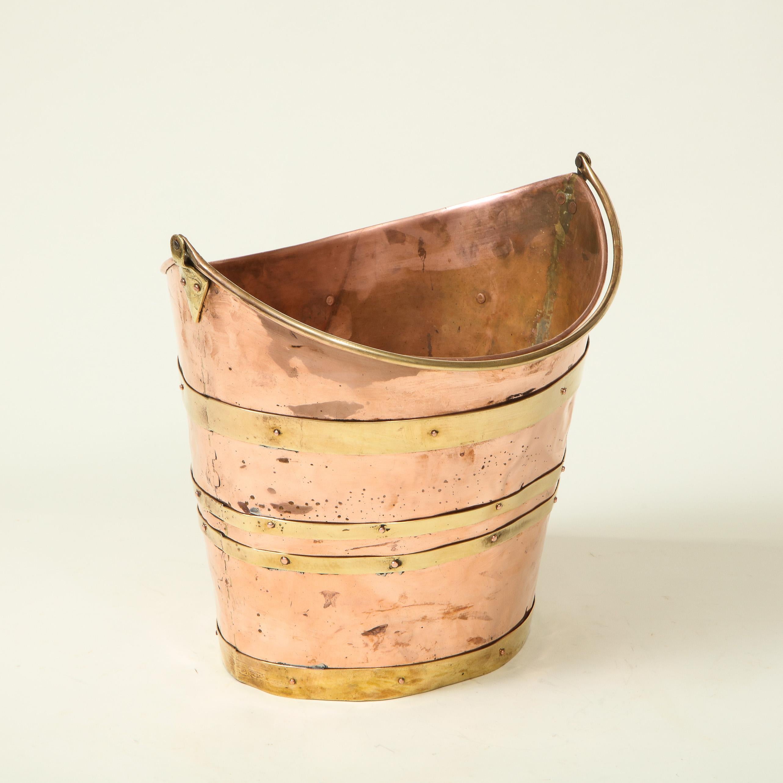 English Brass-Bound Copper Bucket 10