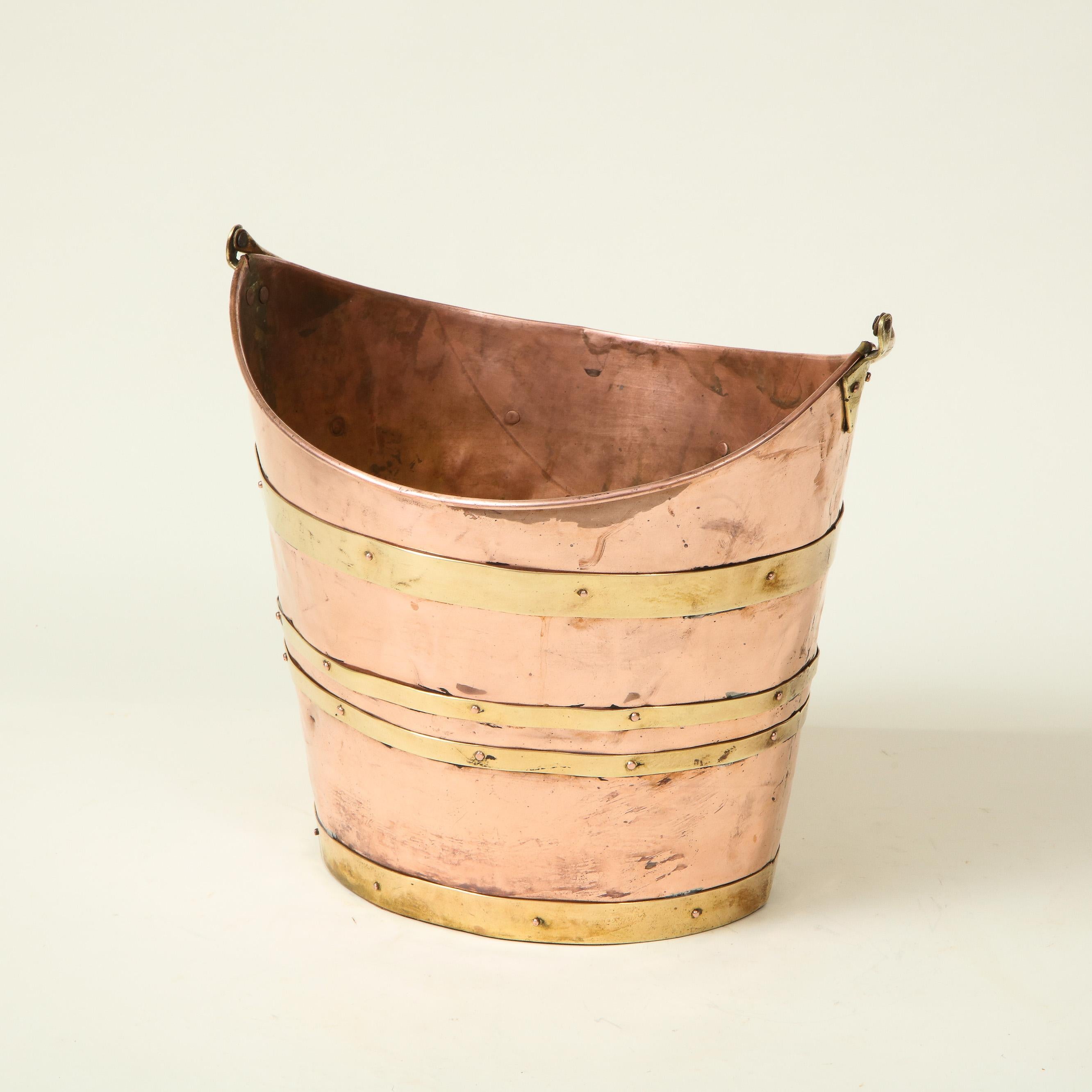 English Brass-Bound Copper Bucket 11