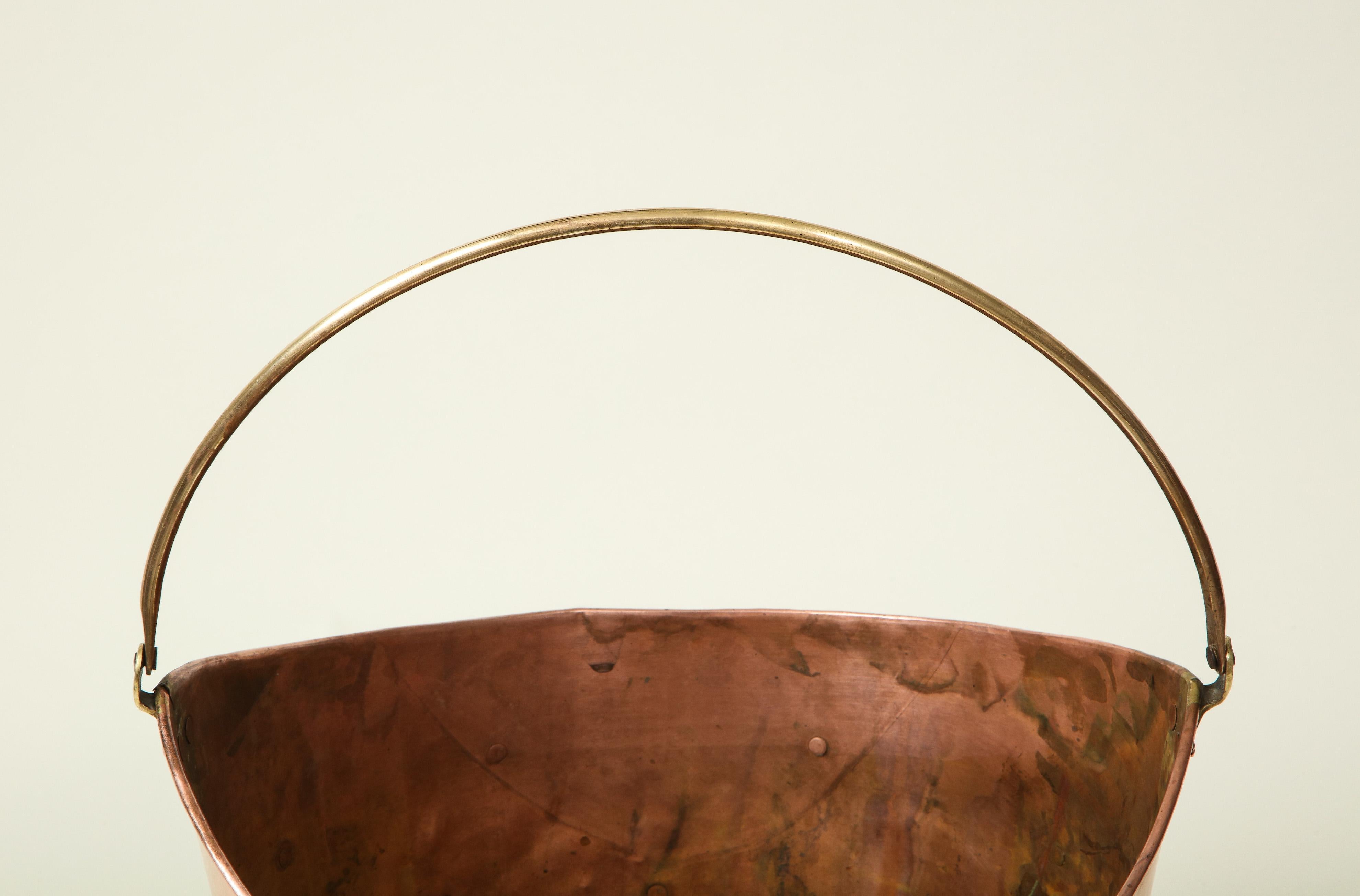 Edwardian English Brass-Bound Copper Bucket