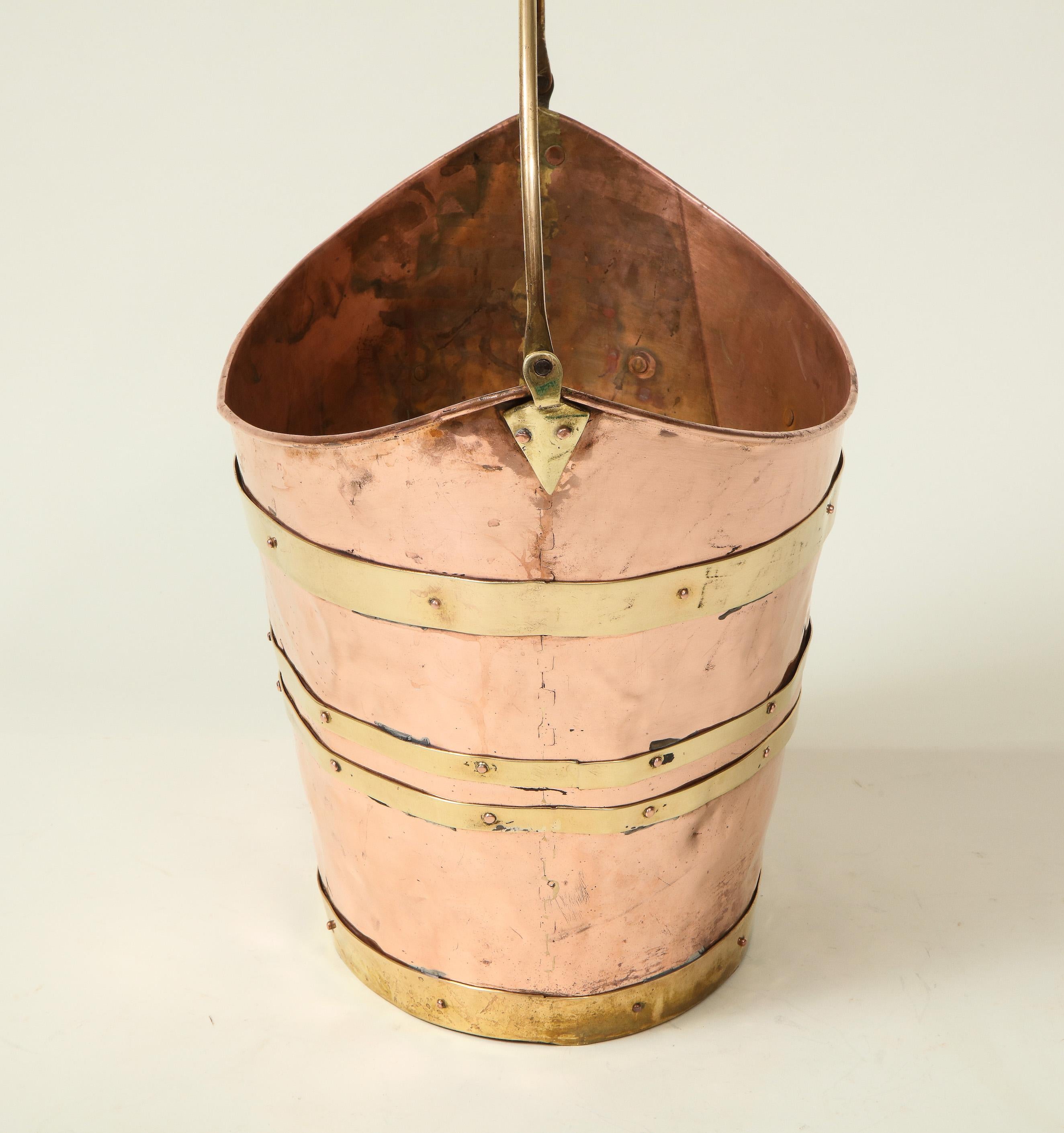 English Brass-Bound Copper Bucket 2