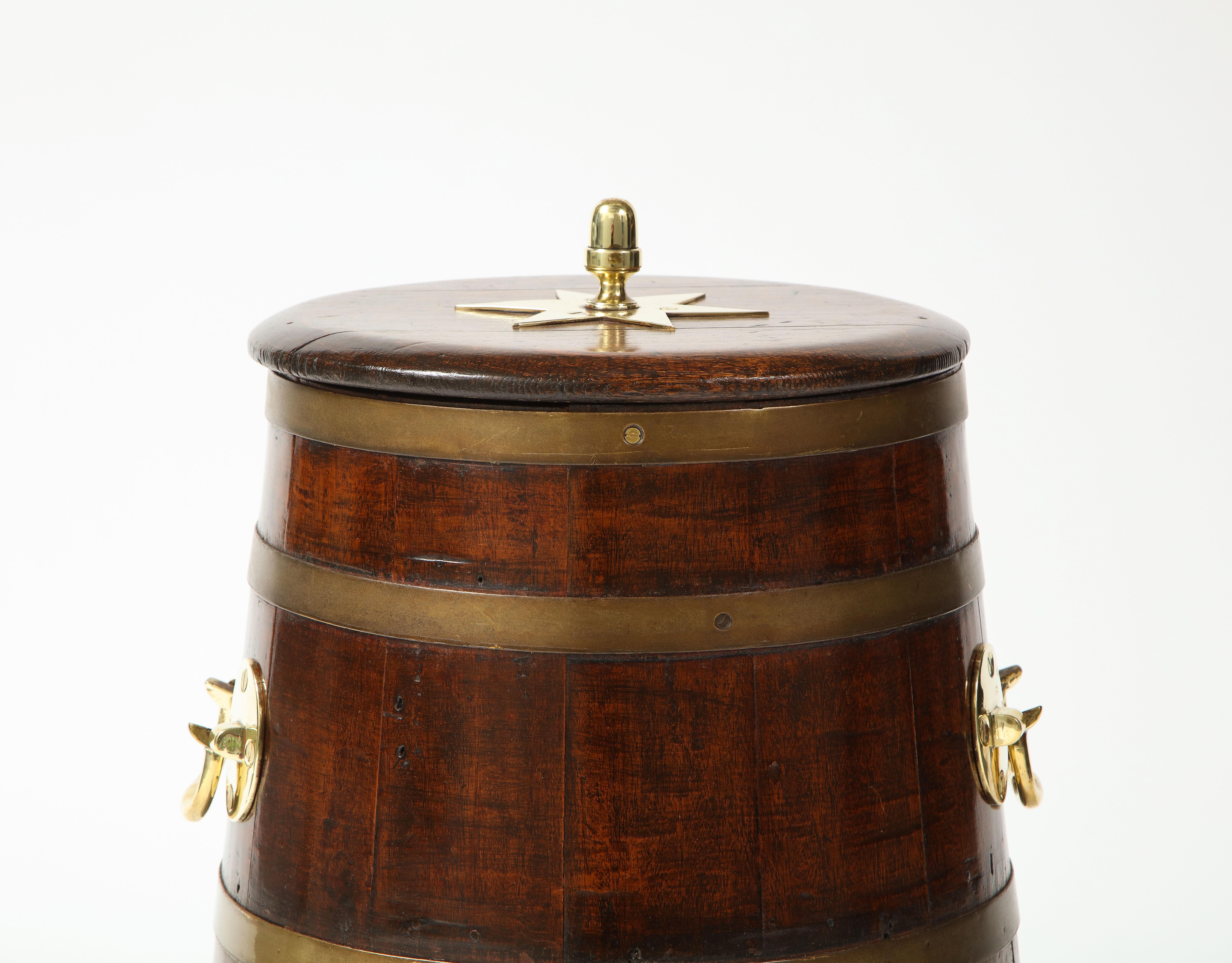 Georgian English Brass-Bound Mahogany Barrel For Sale