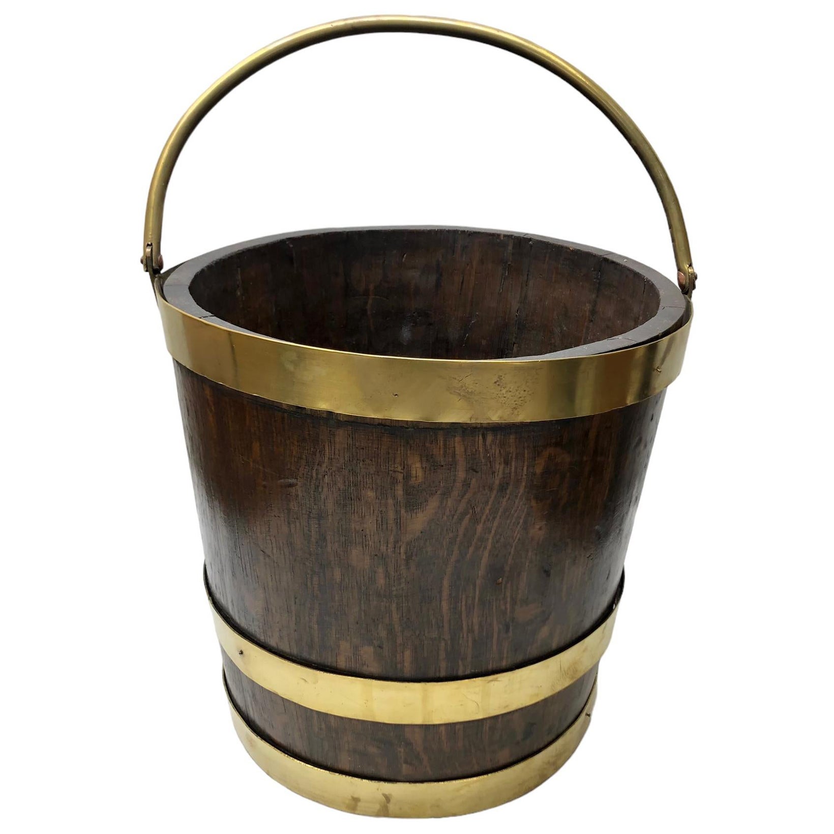 English Brass Bound Oak Torf Eimer
