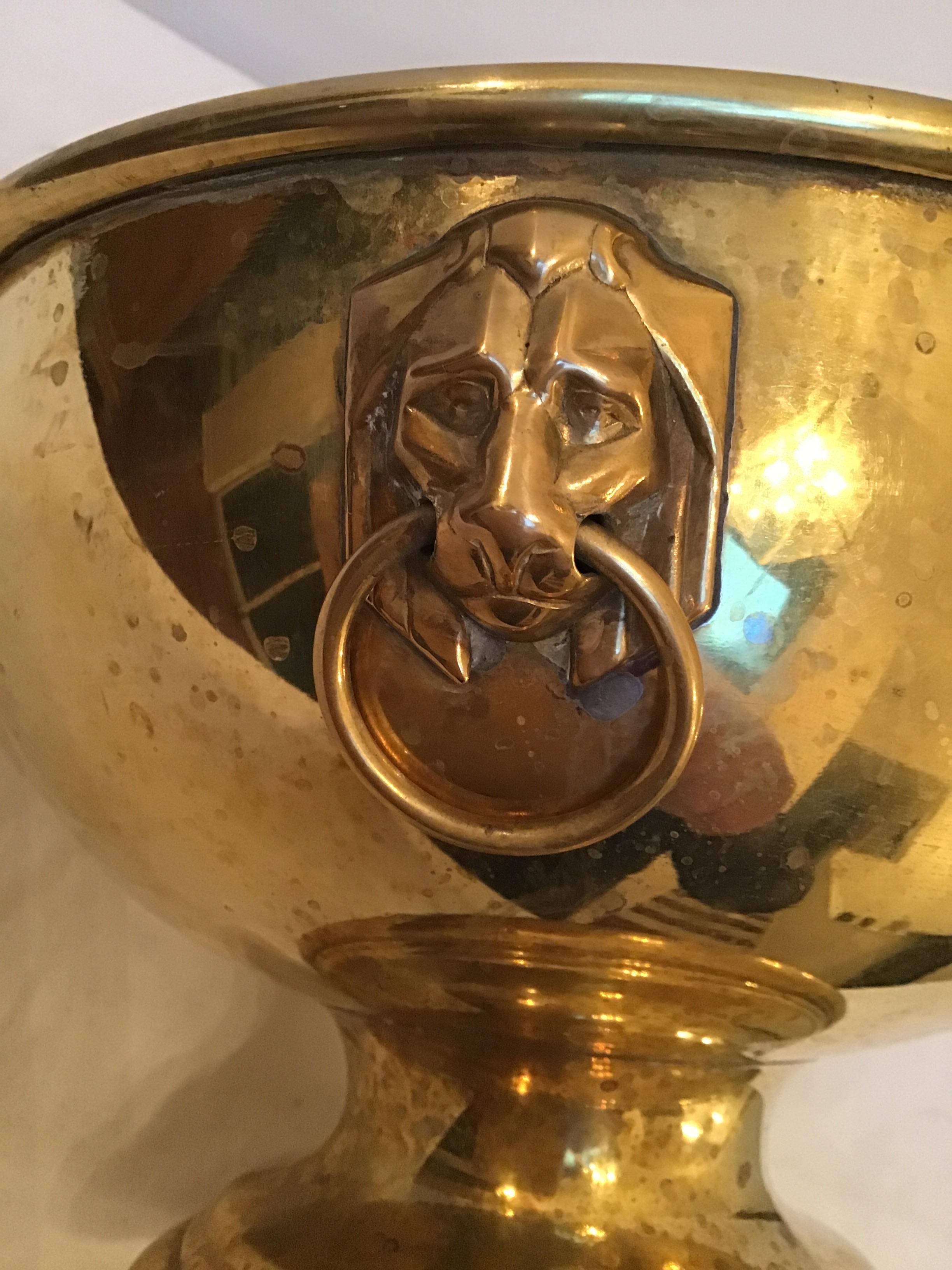 English brass bowl with lion head rings, by Peerage.