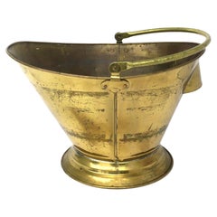 Antique English Brass Coal Scuttle Fireplace Bucket Pot