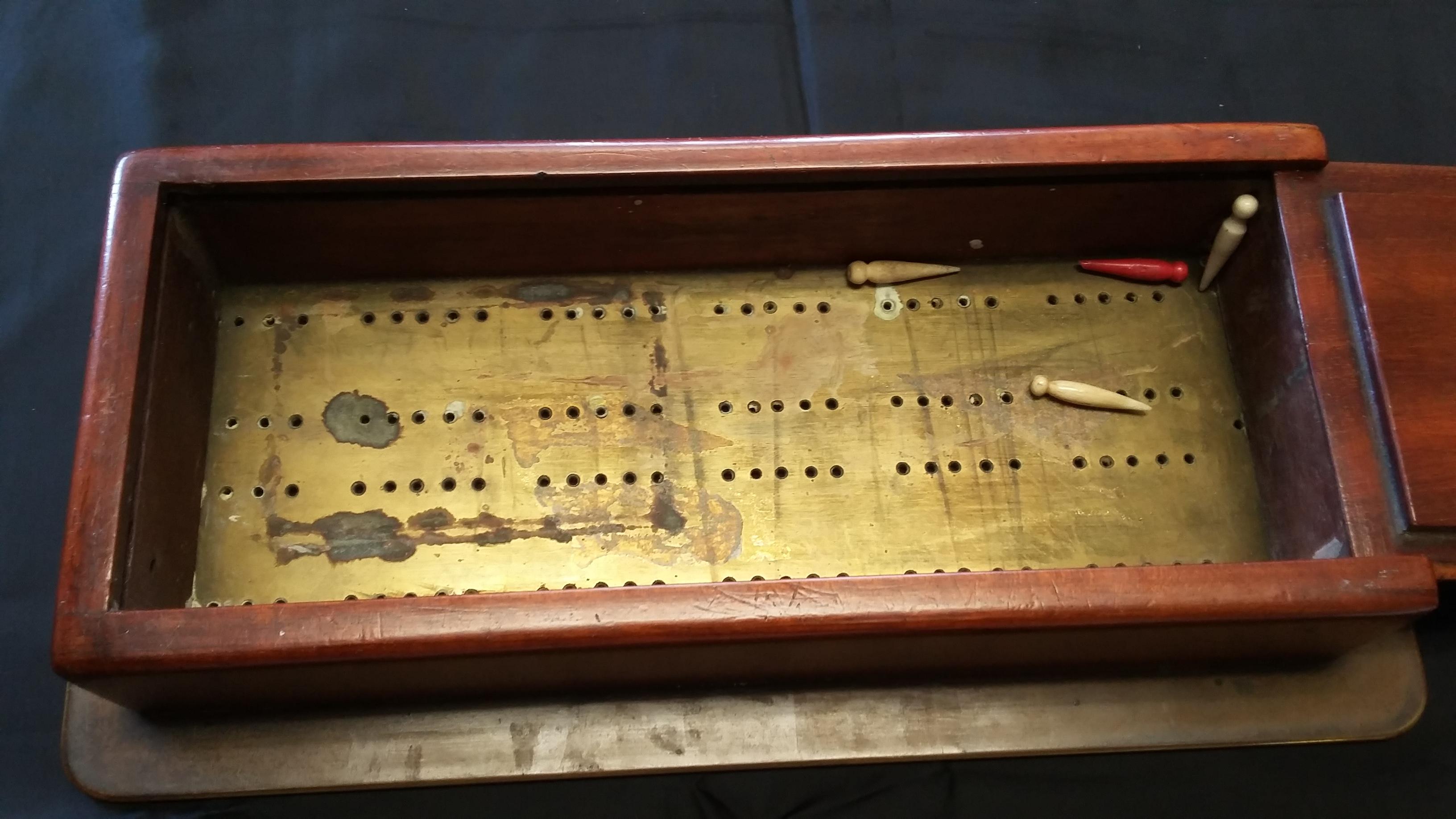 19th Century English Brass Cribbage Board