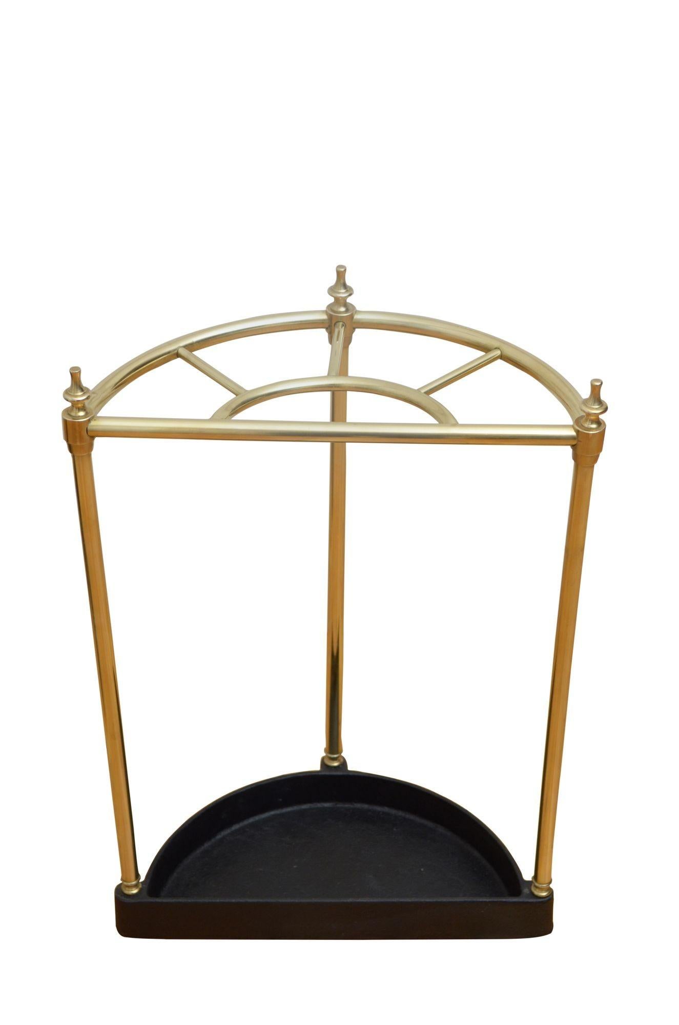 English Brass Demi Lune stick stand For Sale 1