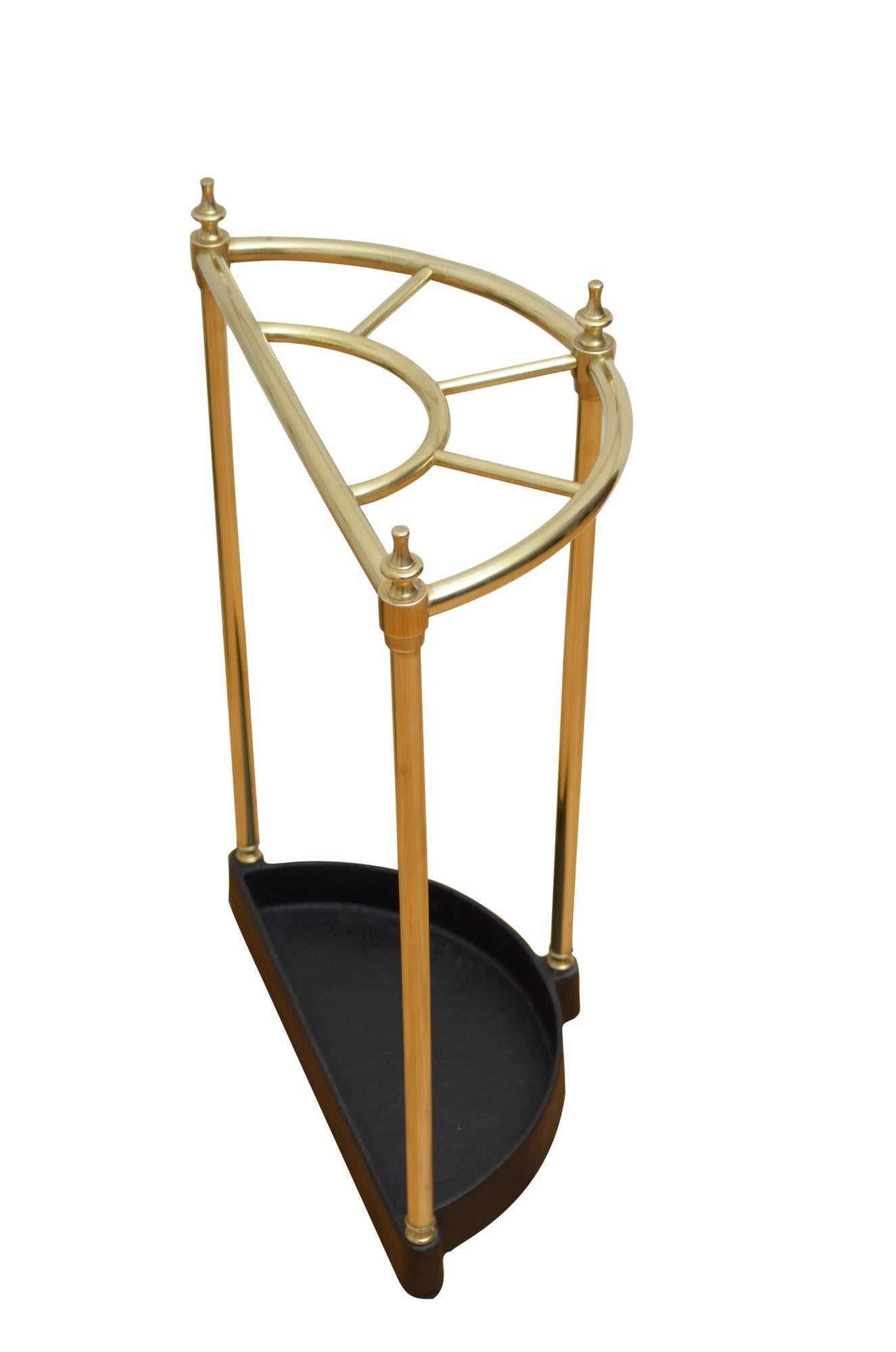 English Brass Demi Lune stick stand For Sale 2