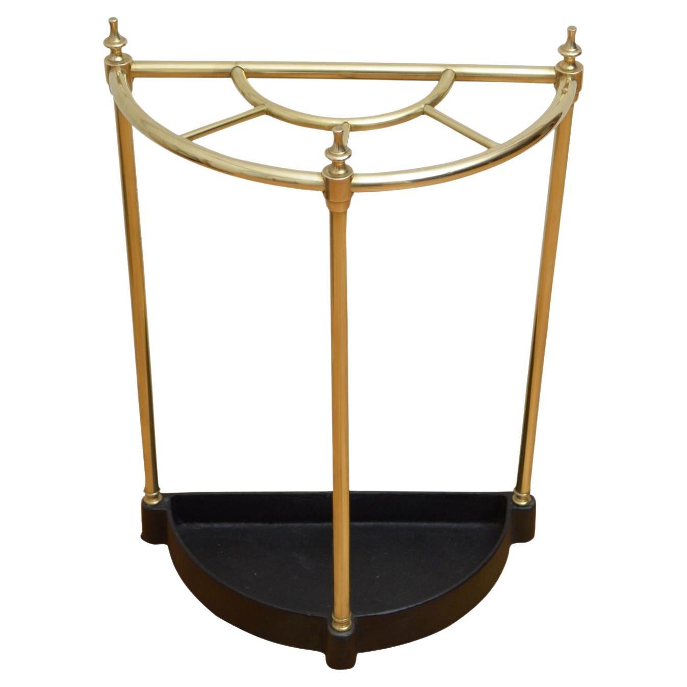 English Brass Demi Lune stick stand For Sale