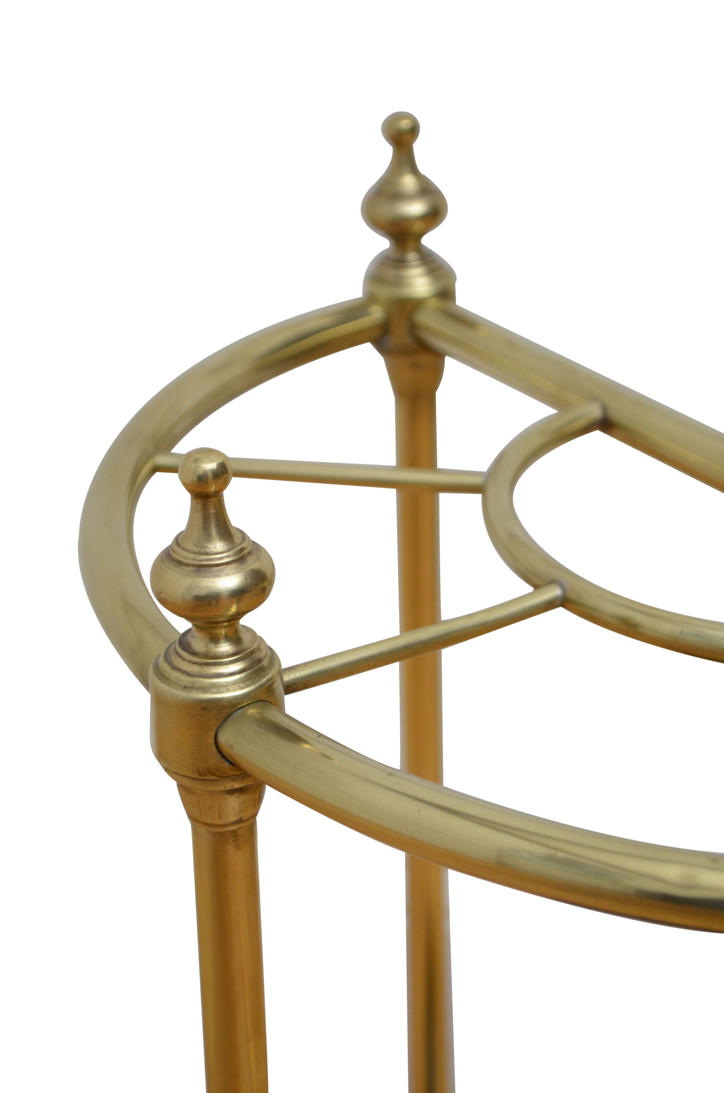 English Brass Demi Lune Stick Stand Umbrella Stand In Good Condition For Sale In Whaley Bridge, GB