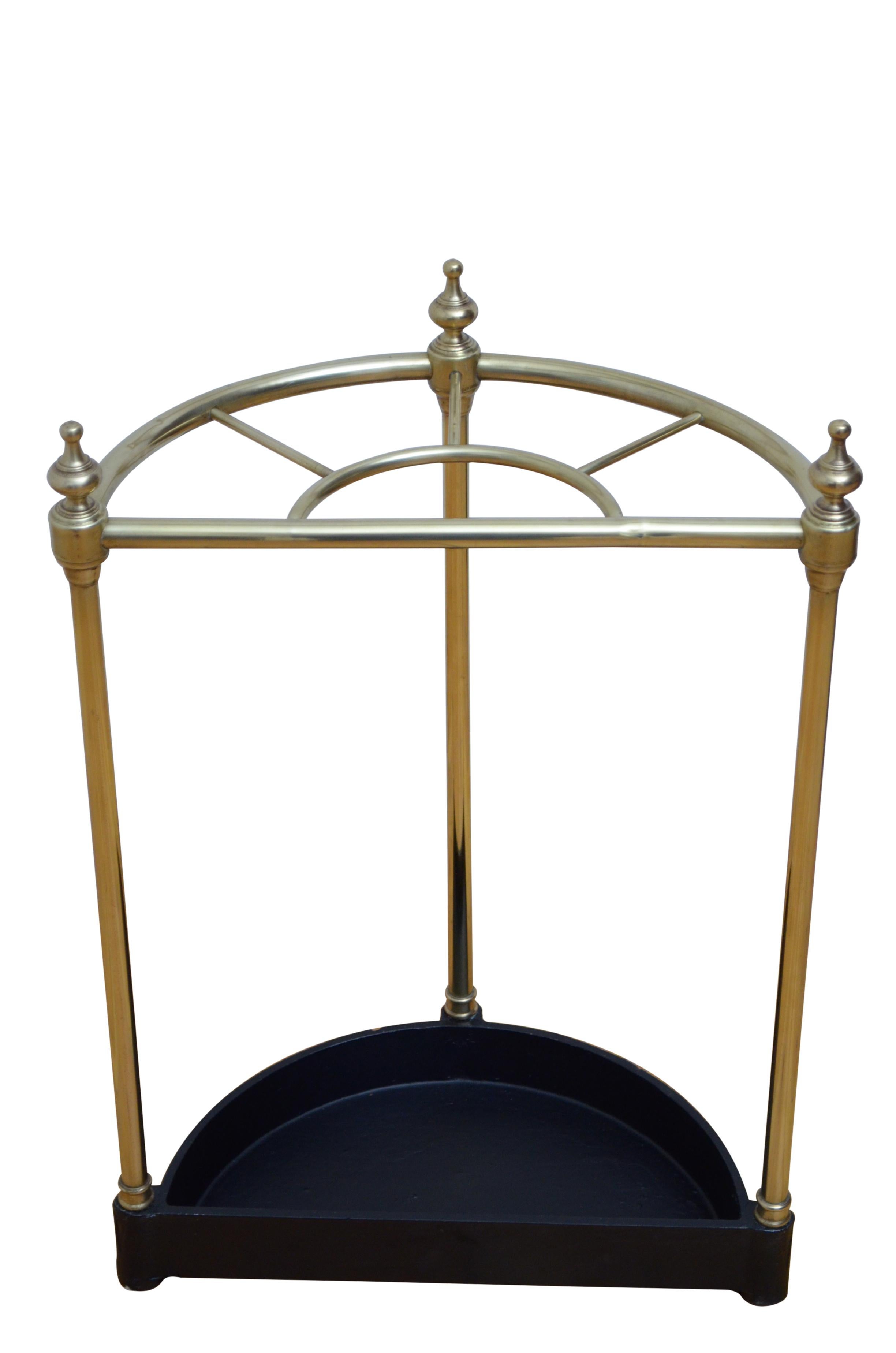 English Brass Demi Lune Stick Stand Umbrella Stand For Sale 2