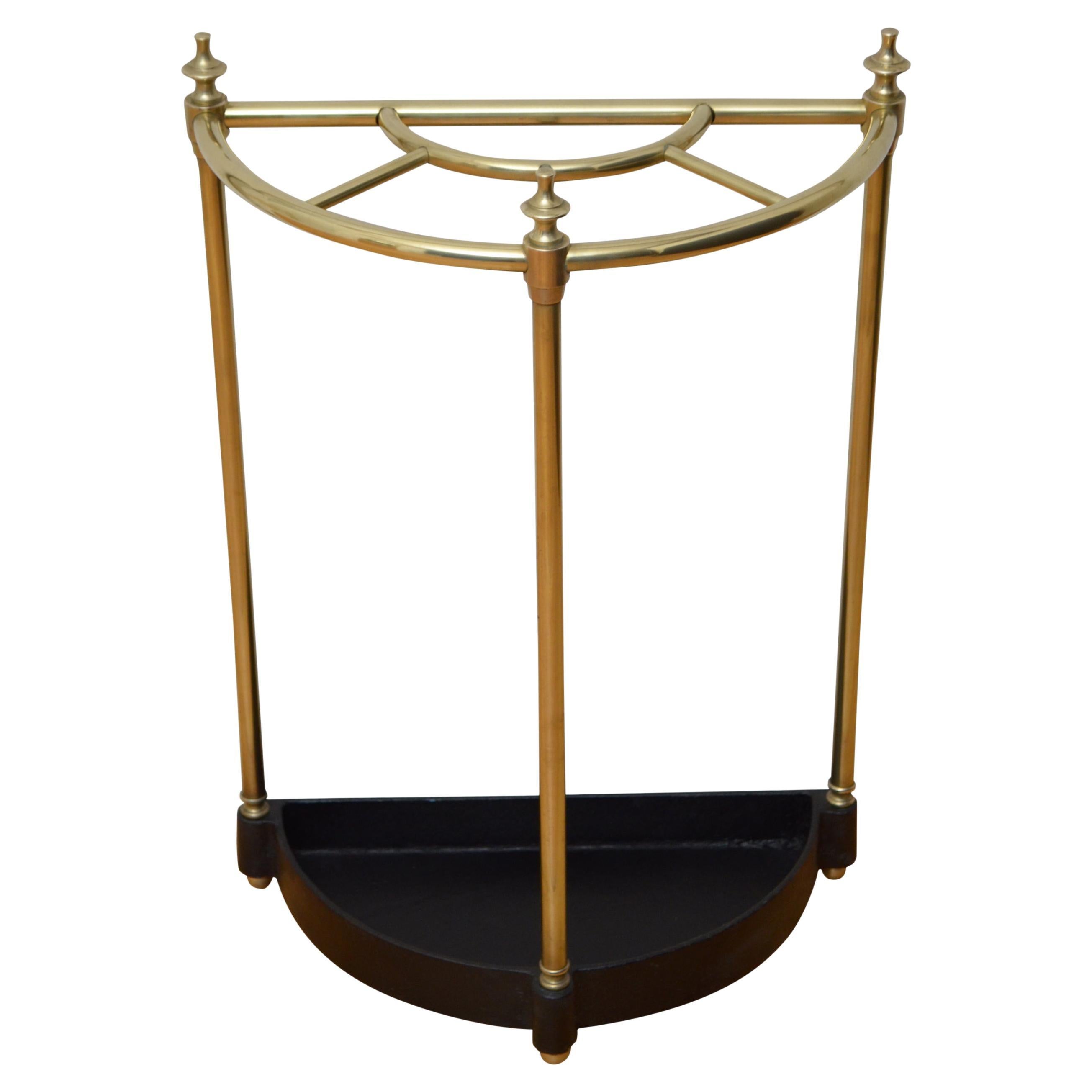 English Brass Demi Lune Stick Stand Umbrella Stand Walking Stick Stand im Angebot