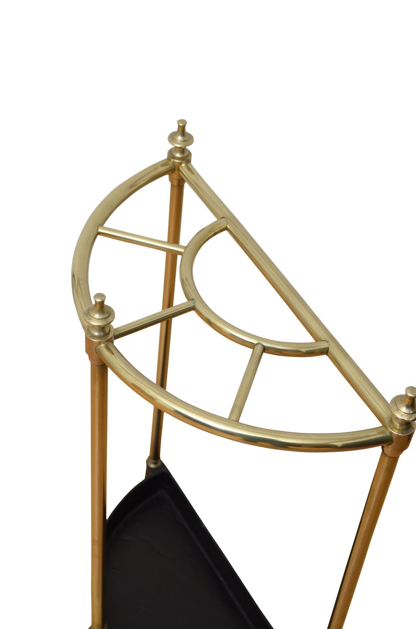 20th Century English Brass Demi Lune Umbrella Stand For Sale