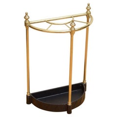 English Brass Demilune Umbrella Stand