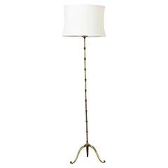 English Brass Faux Bamboo Floor Lamp