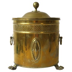 Vintage English Brass Fireplace Chimney Pot with Lion Paw Feet in the Regency Style