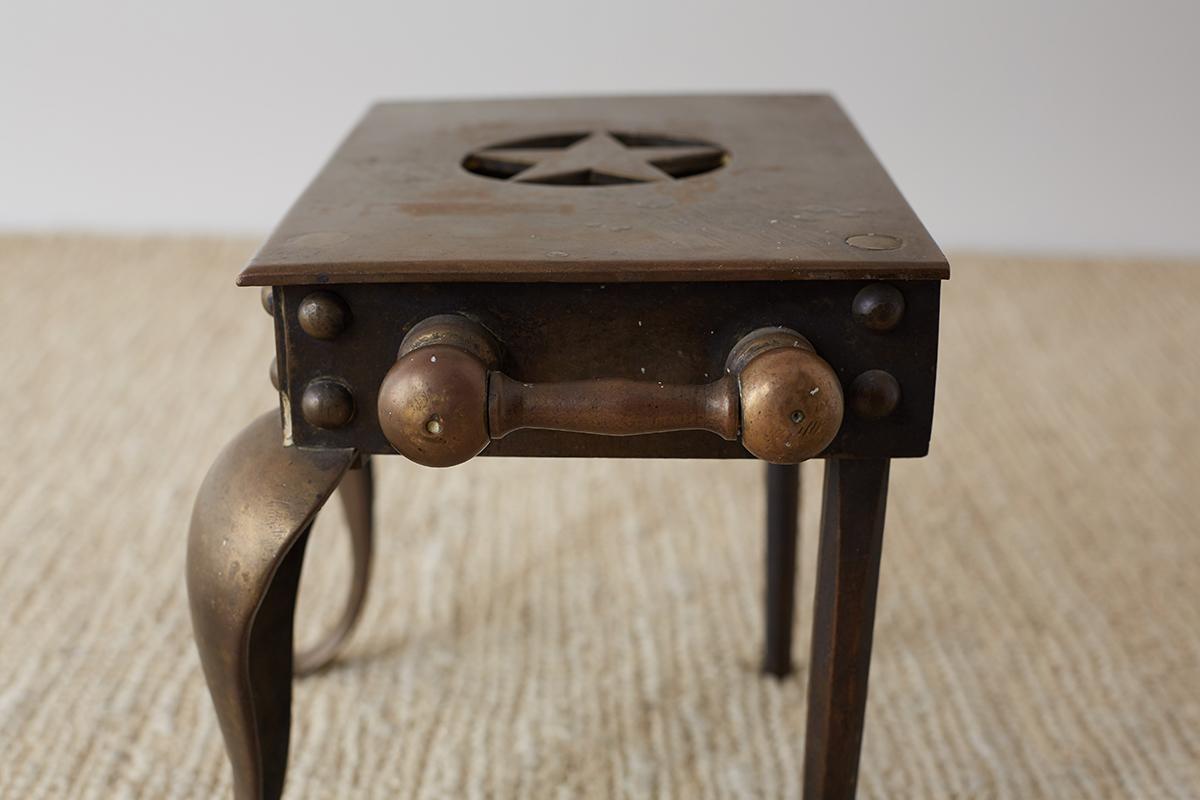 Hand-Crafted English Brass Fireplace Stool or Footman Trivet