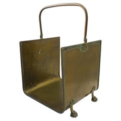 English Brass Firewood Log Holder with Animal Paw Feet Regency Style