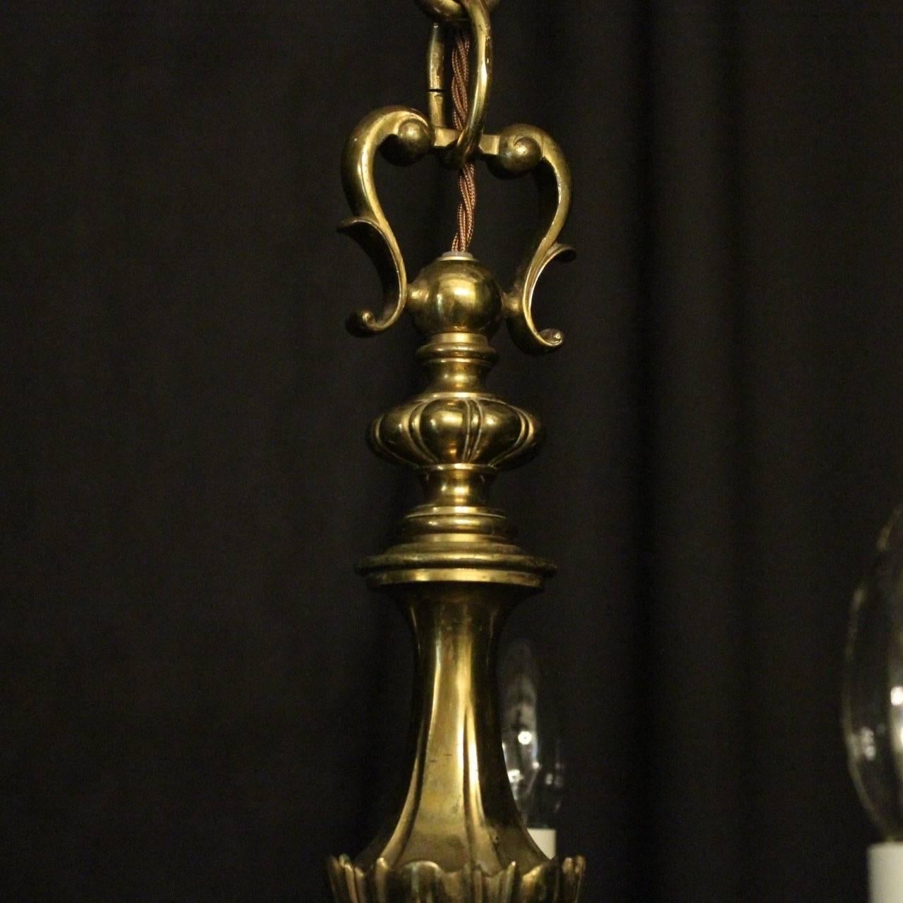 English Brass Five-Light Antique Chandelier 6