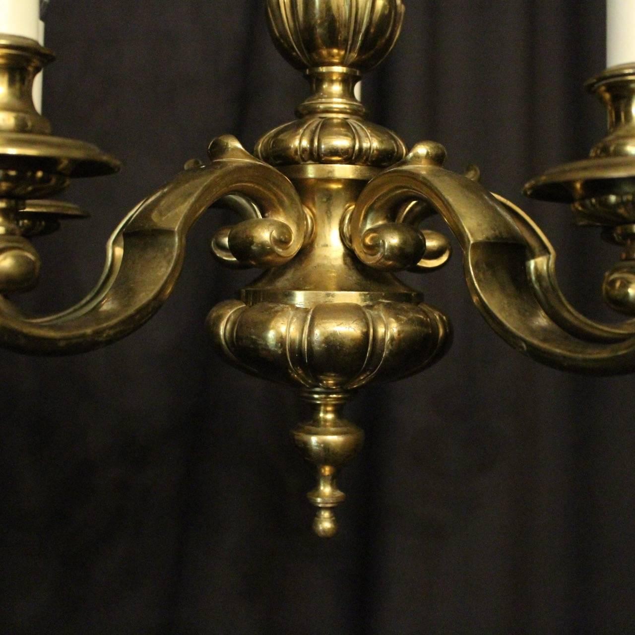 English Brass Five-Light Antique Chandelier 1