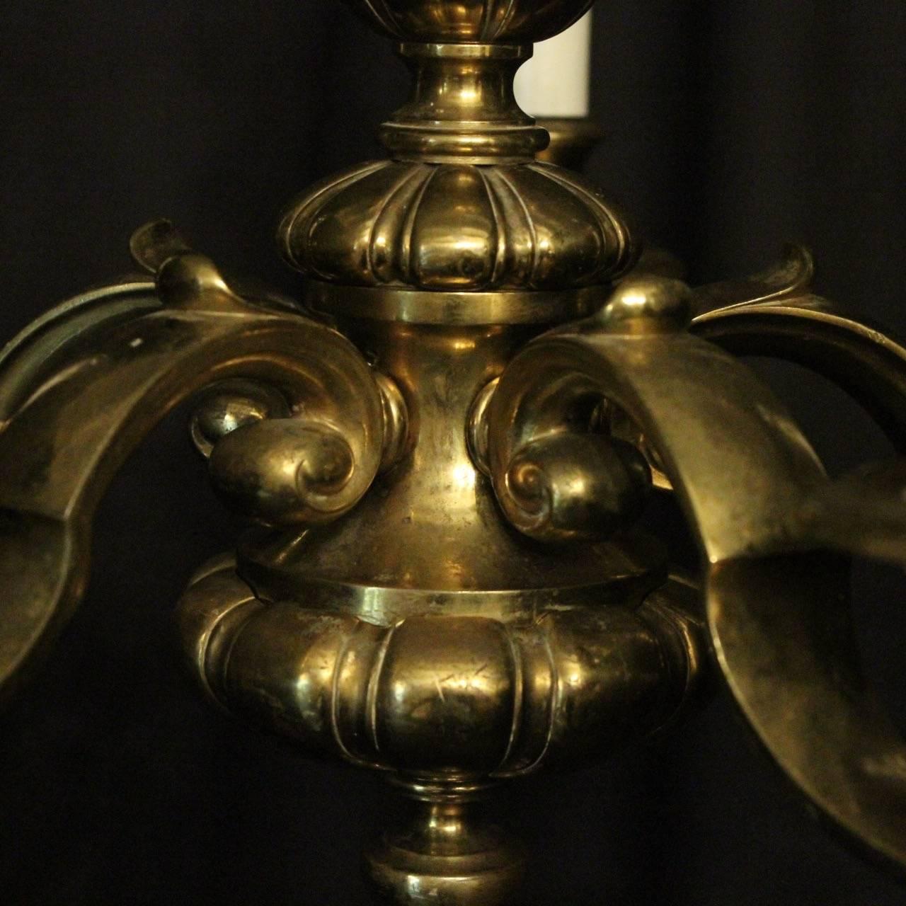 English Brass Five-Light Antique Chandelier 3