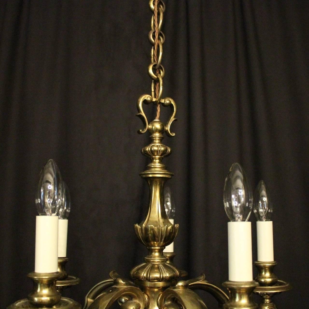 English Brass Five-Light Antique Chandelier 5