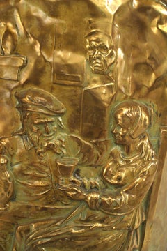 English Brass Hammered Umbrella Stand